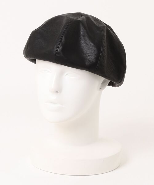 polcadot（ポルカドット）の「フェイクレザーベレー帽（ハンチング/ベレー帽・メンズ・ブラック・FREE）」の6枚目の写真