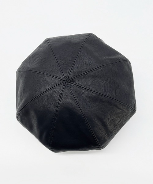 polcadot（ポルカドット）の「フェイクレザーベレー帽（ハンチング/ベレー帽・メンズ・ブラック・FREE）」の5枚目の写真