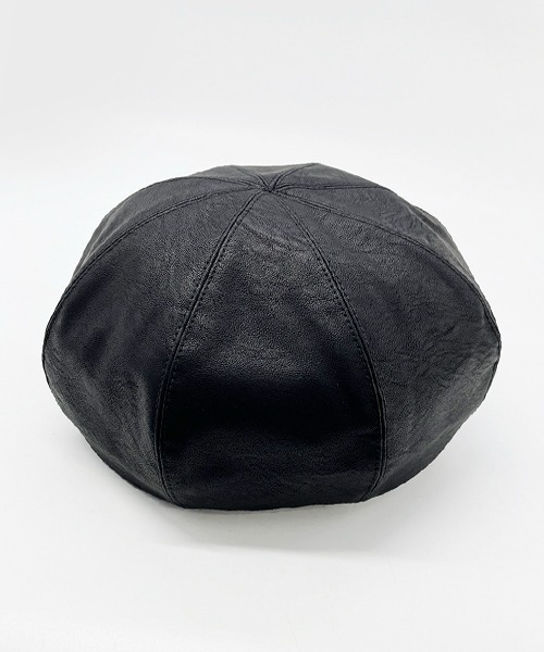 polcadot（ポルカドット）の「フェイクレザーベレー帽（ハンチング/ベレー帽・メンズ・ブラック・FREE）」の4枚目の写真