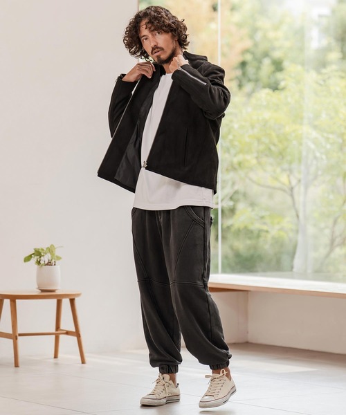 CAMBIO（カンビオ）の「mj11207-フェイクスウェードスタンドライダースブルゾン（ライダースジャケット・メンズ・グレイッシュベージュ/ブラック・M/L/XL）」の12枚目の写真