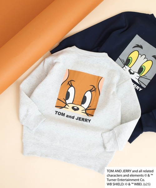 Tom&Jerry(トムアンドジェリー)の「TOM&JERRY 裏起毛 プリント 長袖トレーナー トム&ジェリー KIDS(スウェット・キッズ・グレイッシュベージュ/ブラック/オートミール/チャコール/ネイビー/杢グレー/ダークグリーン/ヘザーチャコール・110/120/130/140/150/160)」の6枚目の写真