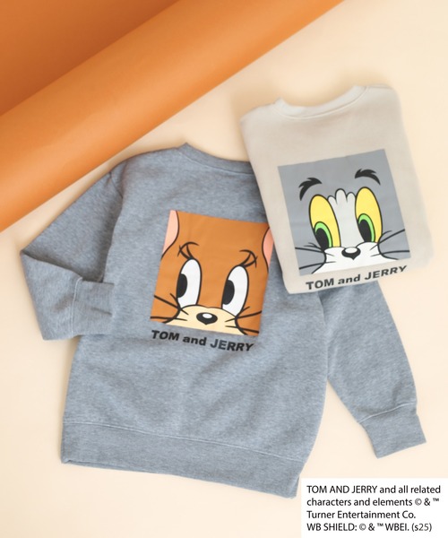 Tom&Jerry(トムアンドジェリー)の「TOM&JERRY 裏起毛 プリント 長袖トレーナー トム&ジェリー KIDS(スウェット・キッズ・グレイッシュベージュ/ブラック/オートミール/チャコール/ネイビー/杢グレー/ダークグリーン/ヘザーチャコール・110/120/130/140/150/160)」の3枚目の写真