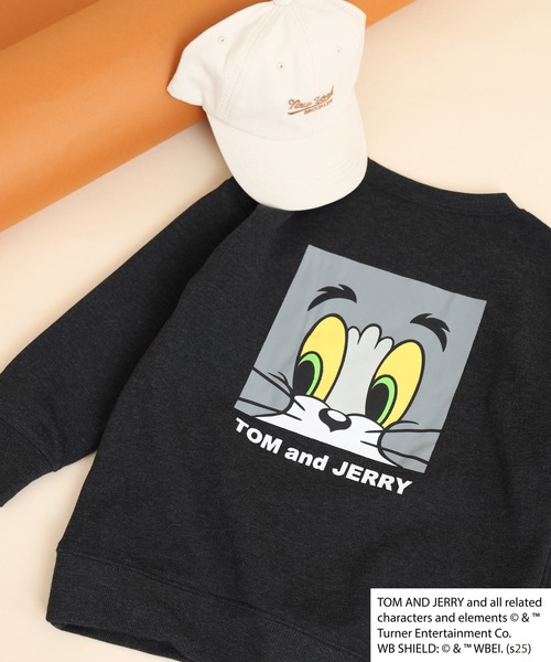 Tom&Jerry(トムアンドジェリー)の「TOM&JERRY 裏起毛 プリント 長袖トレーナー トム&ジェリー KIDS(スウェット・キッズ・グレイッシュベージュ/ブラック/オートミール/チャコール/ネイビー/杢グレー/ダークグリーン/ヘザーチャコール・110/120/130/140/150/160)」の4枚目の写真