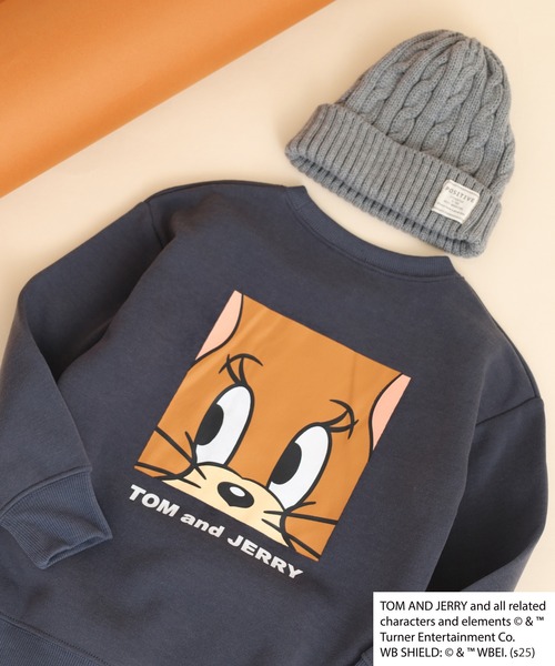 Tom&Jerry(トムアンドジェリー)の「TOM&JERRY 裏起毛 プリント 長袖トレーナー トム&ジェリー KIDS(スウェット・キッズ・グレイッシュベージュ/ブラック/オートミール/チャコール/ネイビー/杢グレー/ダークグリーン/ヘザーチャコール・110/120/130/140/150/160)」の5枚目の写真