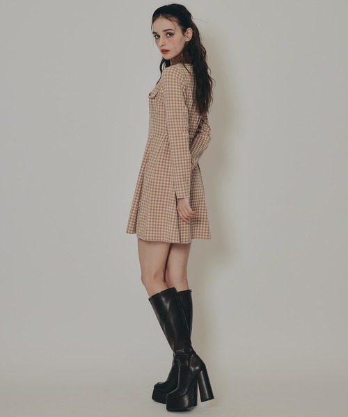 REDYAZEL（レディアゼル）の「チェックバイカラーカットミニワンピース（ワンピース・レディース・ベージュ系その他/ブラウン系その他/ブラック系その他・FREE）」の17枚目の写真