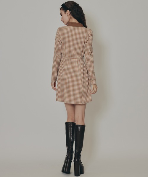 REDYAZEL（レディアゼル）の「チェックバイカラーカットミニワンピース（ワンピース・レディース・ベージュ系その他/ブラウン系その他/ブラック系その他・FREE）」の18枚目の写真