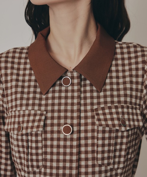 REDYAZEL（レディアゼル）の「チェックバイカラーカットミニワンピース（ワンピース・レディース・ベージュ系その他/ブラウン系その他/ブラック系その他・FREE）」の13枚目の写真