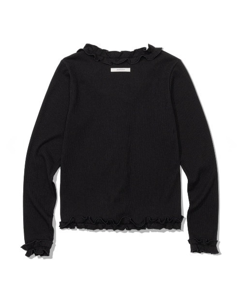 UGLY SHADOW(アグリーシャドウ)の「【Uglyshadow】RUFFLE RIBBED T-SHIRT / 【アグリーシャドウ】ラッフルリブド長袖Tシャツ(Tシャツ/カットソー・レディース・ネイビー/ブラック/ライトグレー・ONE SIZE)」の11枚目の写真