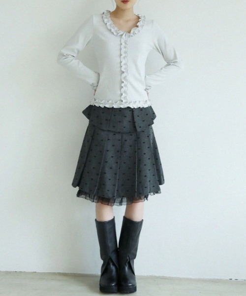 UGLY SHADOW(アグリーシャドウ)の「【Uglyshadow】RUFFLE RIBBED T-SHIRT / 【アグリーシャドウ】ラッフルリブド長袖Tシャツ(Tシャツ/カットソー・レディース・ネイビー/ブラック/ライトグレー・ONE SIZE)」の20枚目の写真