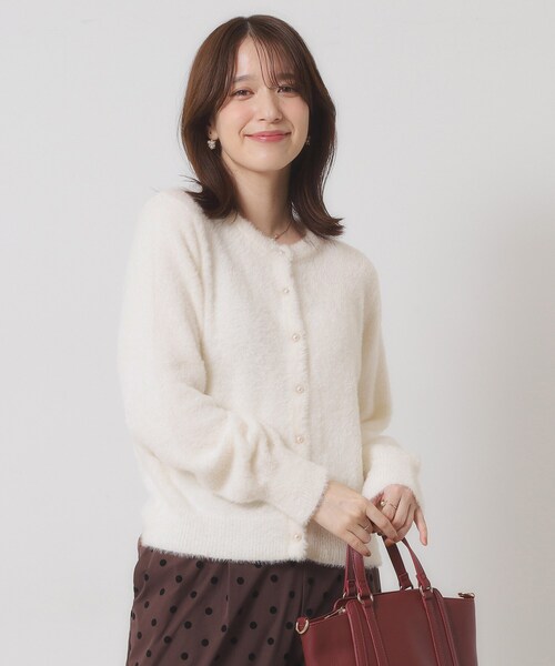 ITS'DEMO（イッツデモ）の「【手洗い可】フェザーヤーンクルーカーディガン（カーディガン/ボレロ・レディース・ピンク/ピンク系/オフホワイト/チャコールグレー・00）」の2枚目の写真