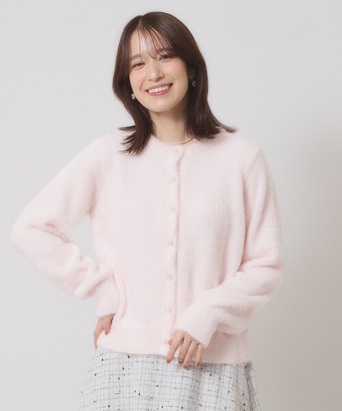 ITS'DEMO（イッツデモ）の「【手洗い可】フェザーヤーンクルーカーディガン（カーディガン/ボレロ・レディース・ピンク/ピンク系/オフホワイト/チャコールグレー・00）」の4枚目の写真