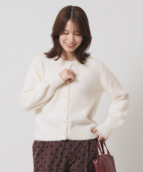 ITS'DEMO（イッツデモ）の「【手洗い可】フェザーヤーンクルーカーディガン（カーディガン/ボレロ・レディース・ピンク/ピンク系/オフホワイト/チャコールグレー・00）」の5枚目の写真