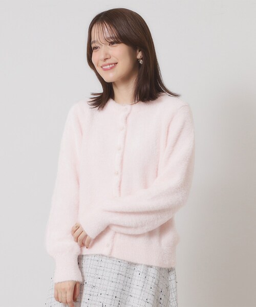 ITS'DEMO（イッツデモ）の「【手洗い可】フェザーヤーンクルーカーディガン（カーディガン/ボレロ・レディース・ピンク/ピンク系/オフホワイト/チャコールグレー・00）」の9枚目の写真