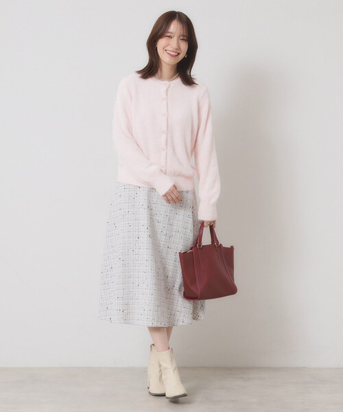 ITS'DEMO（イッツデモ）の「【手洗い可】フェザーヤーンクルーカーディガン（カーディガン/ボレロ・レディース・ピンク/ピンク系/オフホワイト/チャコールグレー・00）」の10枚目の写真