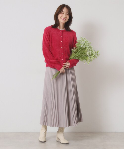 ITS'DEMO（イッツデモ）の「【手洗い可】フェザーヤーンクルーカーディガン（カーディガン/ボレロ・レディース・ピンク/ピンク系/オフホワイト/チャコールグレー・00）」の14枚目の写真