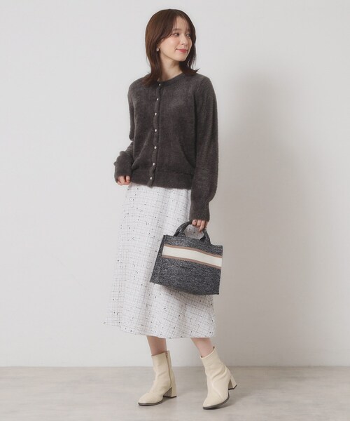 ITS'DEMO（イッツデモ）の「【手洗い可】フェザーヤーンクルーカーディガン（カーディガン/ボレロ・レディース・ピンク/ピンク系/オフホワイト/チャコールグレー・00）」の19枚目の写真