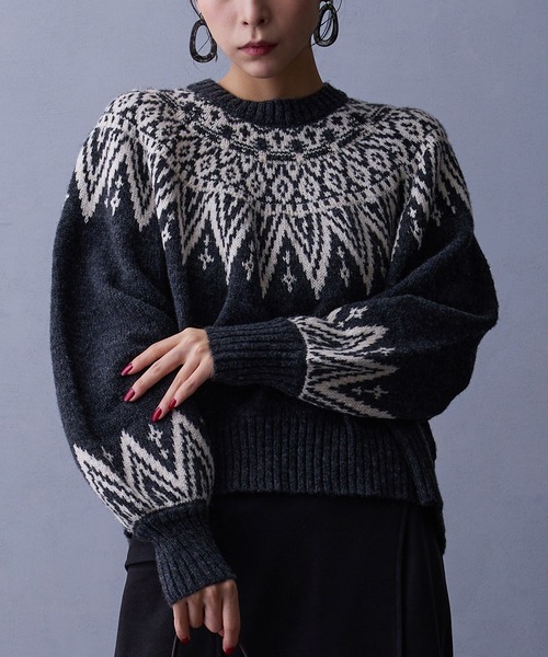 ステッチジャガードニットプルオーバー 　ADORE ◇ステッチジャガードニットプルオーバー （ニット・セーター）｜ADORE