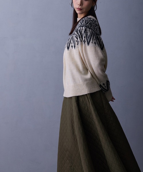 NICOLE white（ニコルホワイト）の「求心ジャガードニットプルオーバー（ニット/セーター・レディース・グレー/オフホワイト・FREE）」の14枚目の写真