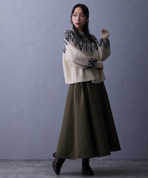 NICOLE white（ニコルホワイト）の「求心ジャガードニットプルオーバー（ニット/セーター・レディース・グレー/オフホワイト・FREE）」の20枚目の写真