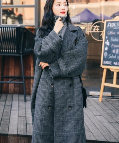 hevo グレー チェック柄 ダブルブレスト トレンチコート Brilla per il gusto（ブリッラ ペル イル グスト）hevo / SURBO