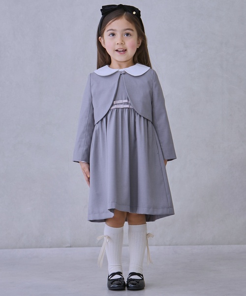 petit main（プティマイン）の「【セミフォーマル】ノーカラーボレロ（カーディガン/ボレロ・キッズ・ネイビー/グレイッシュベージュ・110cm/90cm/130cm/100cm/120cm）」の4枚目の写真