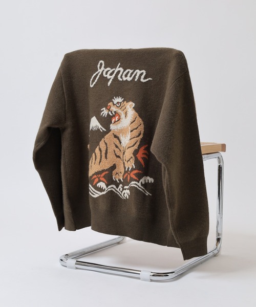 KRIFF MAYER（クリフメイヤー）の「KRIFF MAYER もちのびニットカーデ(虎)（カーディガン/ボレロ・メンズ・ブルー/カーキ/ブラック・XL/L/M）」の3枚目の写真