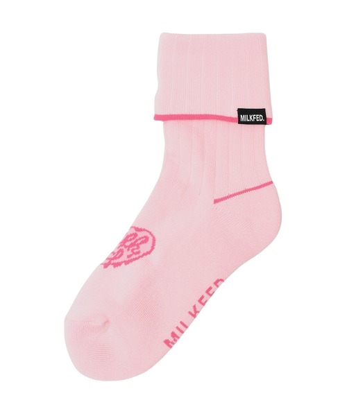MILKFED.（ミルクフェド）の「MELTY HEART FOLDED SOCKS（ソックス/靴下・レディース・ブラック/ホワイト/ライトピンク・ONE SIZE）」の3枚目の写真