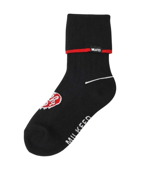 MILKFED.（ミルクフェド）の「MELTY HEART FOLDED SOCKS（ソックス/靴下・レディース・ブラック/ホワイト/ライトピンク・ONE SIZE）」の2枚目の写真