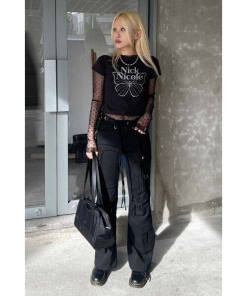 NICK&NICOLE(ニックアンドニコール)の「BUTTERFLY SIGNATURE CROP TOP_BLACK SILVER(Tシャツ/カットソー・レディース・その他・FREE)」の11枚目の写真