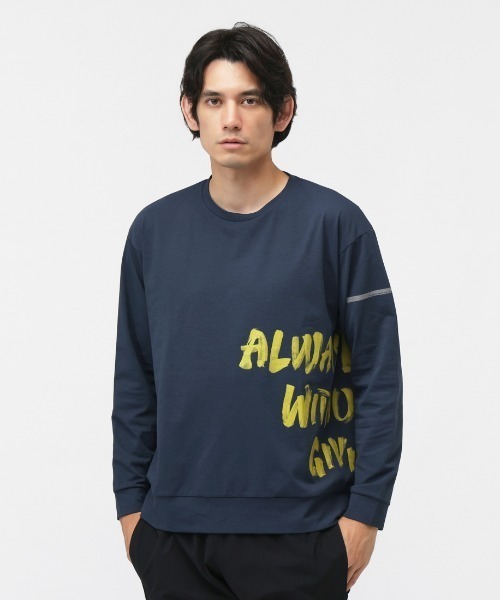 TIGORA(ティゴラ)の「ティゴラ TIGORA ランニング メッセージロゴ長袖Tシャツ(Tシャツ/カットソー・メンズ・ブラック/グレー/ネイビー・S/M/L/LL)」の1枚目の写真