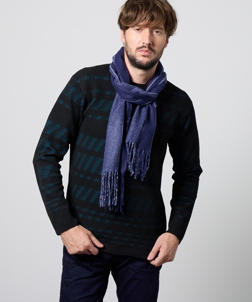 HIDEAWAYS NICOLE(ハイダウェイニコル)の「【WEB限定】アラカルトデザインマフラー(マフラー・メンズ・ブラック/ネイビー系/ネイビー/ベージュ/ブラック系/ベージュ系・FREE)」の5枚目の写真