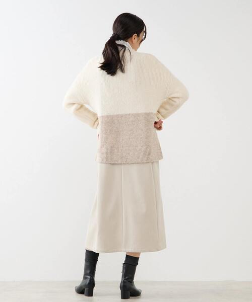 MELROSE claire（メルローズ クレール）の「【ヘアリーミックスバイカラーモックネックプルオーバー】（ニット/セーター・レディース・オフホワイト/チャコールグレー/ブラウン・FREE）」の6枚目の写真