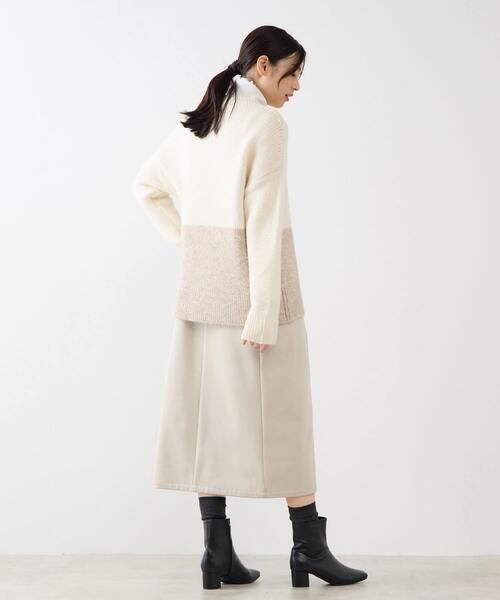 MELROSE claire（メルローズ クレール）の「【ヘアリーミックスバイカラーモックネックプルオーバー】（ニット/セーター・レディース・オフホワイト/チャコールグレー/ブラウン・FREE）」の7枚目の写真