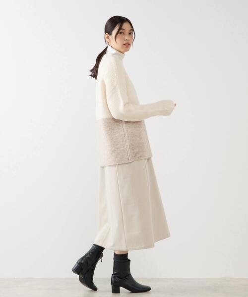 MELROSE claire（メルローズ クレール）の「【ヘアリーミックスバイカラーモックネックプルオーバー】（ニット/セーター・レディース・オフホワイト/チャコールグレー/ブラウン・FREE）」の8枚目の写真