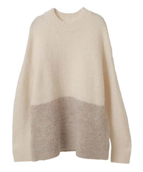 MELROSE claire（メルローズ クレール）の「【ヘアリーミックスバイカラーモックネックプルオーバー】（ニット/セーター・レディース・オフホワイト/チャコールグレー/ブラウン・FREE）」の11枚目の写真