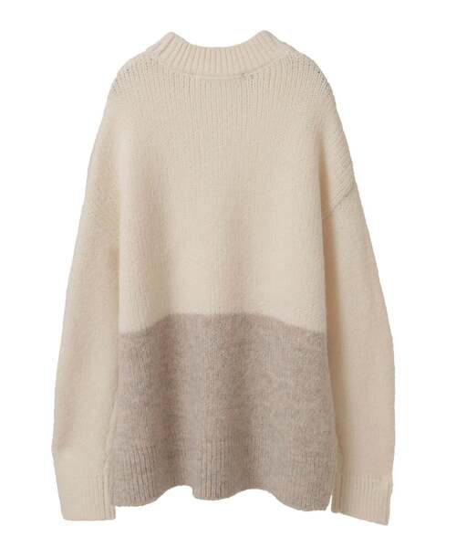 MELROSE claire（メルローズ クレール）の「【ヘアリーミックスバイカラーモックネックプルオーバー】（ニット/セーター・レディース・オフホワイト/チャコールグレー/ブラウン・FREE）」の12枚目の写真