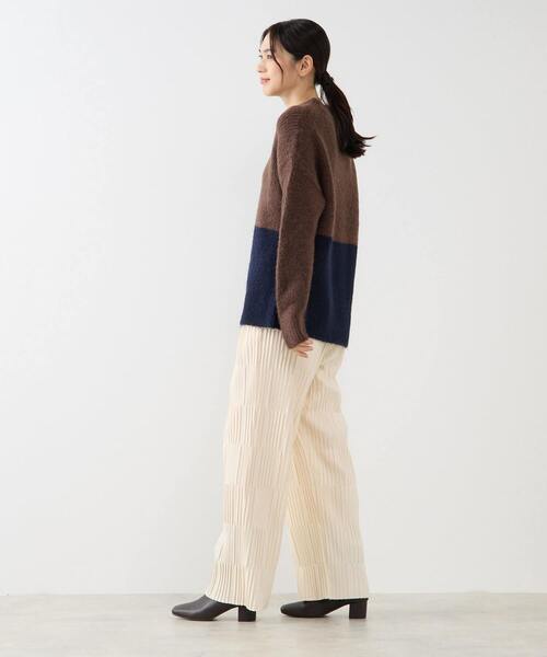 MELROSE claire（メルローズ クレール）の「【ヘアリーミックスバイカラーモックネックプルオーバー】（ニット/セーター・レディース・オフホワイト/チャコールグレー/ブラウン・FREE）」の18枚目の写真