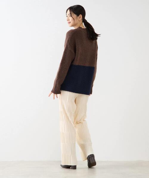 MELROSE claire（メルローズ クレール）の「【ヘアリーミックスバイカラーモックネックプルオーバー】（ニット/セーター・レディース・オフホワイト/チャコールグレー/ブラウン・FREE）」の19枚目の写真