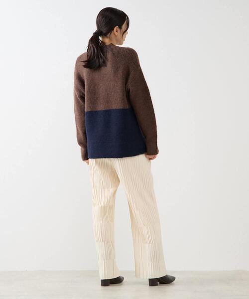 MELROSE claire（メルローズ クレール）の「【ヘアリーミックスバイカラーモックネックプルオーバー】（ニット/セーター・レディース・オフホワイト/チャコールグレー/ブラウン・FREE）」の20枚目の写真