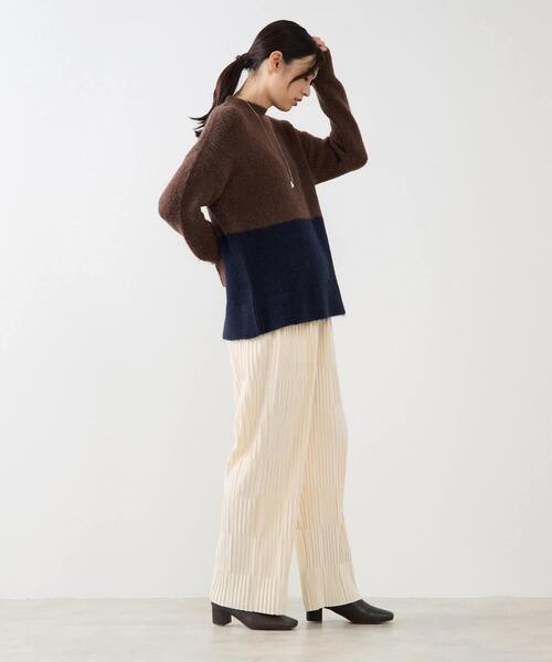 MELROSE claire（メルローズ クレール）の「【ヘアリーミックスバイカラーモックネックプルオーバー】（ニット/セーター・レディース・オフホワイト/チャコールグレー/ブラウン・FREE）」の22枚目の写真