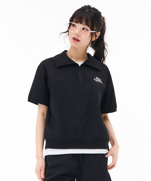 CHASECULT(チェイスカルト)の「レディース ストレッチ 半ジップ スウェット 半袖Tシャツ - ブラック(Tシャツ/カットソー・レディース・ブラック・85/90)」の4枚目の写真
