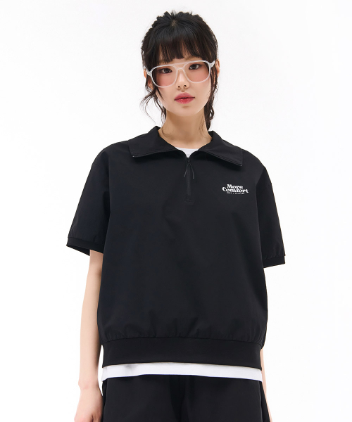 CHASECULT(チェイスカルト)の「レディース ストレッチ 半ジップ スウェット 半袖Tシャツ - ブラック(Tシャツ/カットソー・レディース・ブラック・85/90)」の5枚目の写真