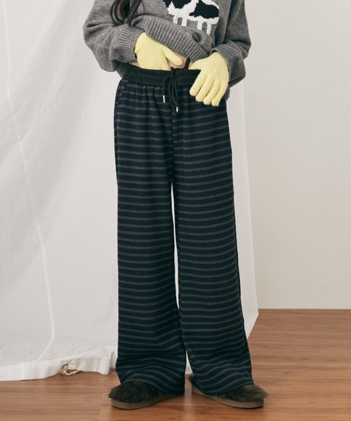 MERLOT(メルロー)の「ボーダーイージーパンツ(その他パンツ・レディース・ブラック/ネイビー・FREE)」の1枚目の写真