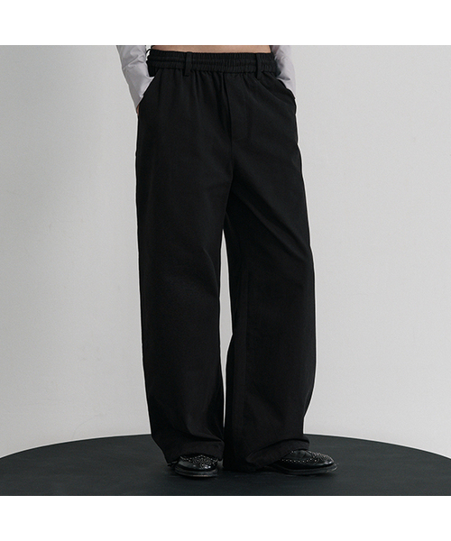 WOOALONG(ウアロン)の「Essential Twill String Banding Wide Pants - BLACK(その他パンツ・レディース・ブラック・SMALL/LARGE)」の1枚目の写真