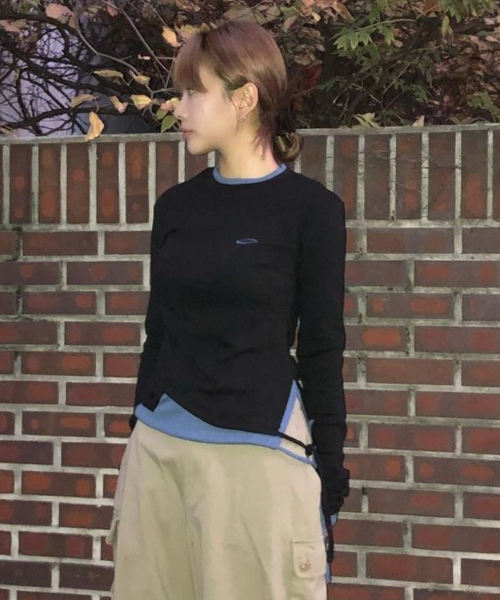 Opening Project（オープニングプロジェクト）の「W Small Logo Layered T Shirt - Black（Tシャツ/カットソー・レディース・その他・FREE）」の3枚目の写真