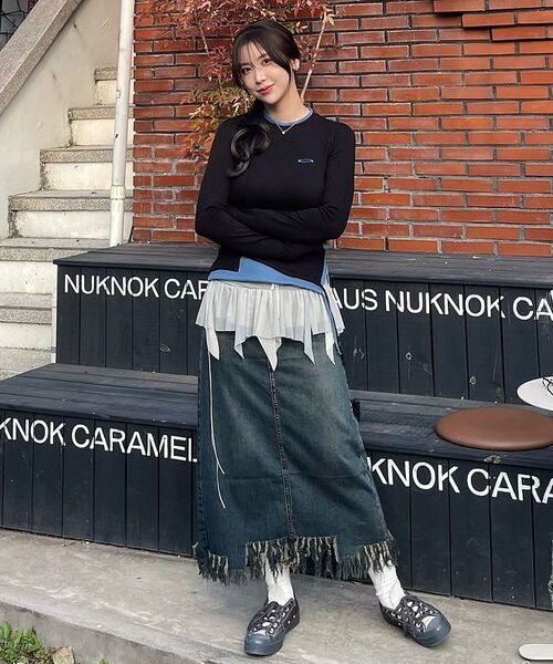 Opening Project（オープニングプロジェクト）の「W Small Logo Layered T Shirt - Black（Tシャツ/カットソー・レディース・その他・FREE）」の21枚目の写真