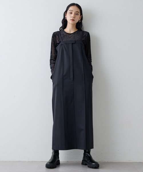 Drawing Numbers（ドローイング ナンバーズ）の「【Drawing Numbers】シャイニーTWストレッチキャミワンピース（ワンピース・レディース・ブラック/ベージュ・38）」の7枚目の写真