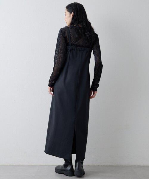 Drawing Numbers（ドローイング ナンバーズ）の「【Drawing Numbers】シャイニーTWストレッチキャミワンピース（ワンピース・レディース・ブラック/ベージュ・38）」の5枚目の写真