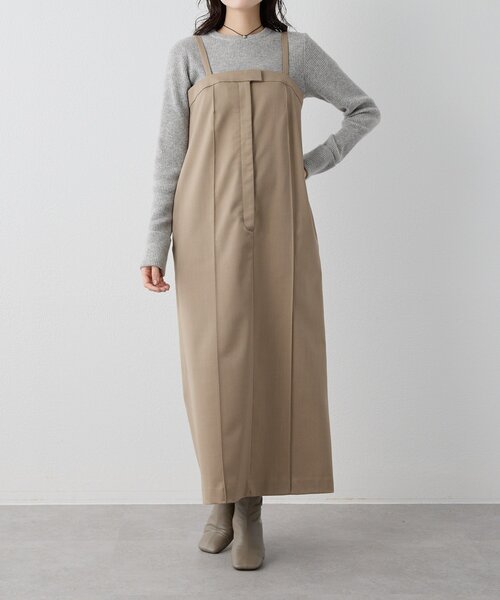 Drawing Numbers（ドローイング ナンバーズ）の「【Drawing Numbers】シャイニーTWストレッチキャミワンピース（ワンピース・レディース・ブラック/ベージュ・38）」の12枚目の写真