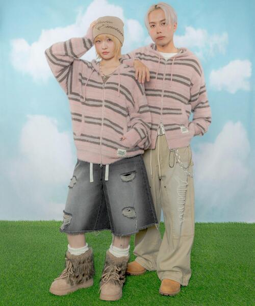 LTR DEPTH（レイターデプス）の「LTR DEPTH/シャギーボーダーニットパーカー（パーカー・レディース・ピンク/ネイビー・LARGE/MEDIUM）」の20枚目の写真